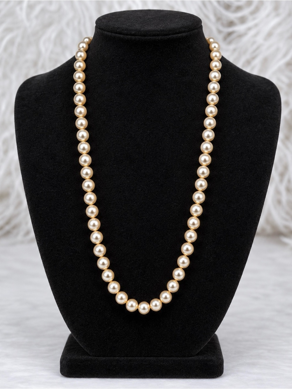 Vintage champagne knotted pearl necklace